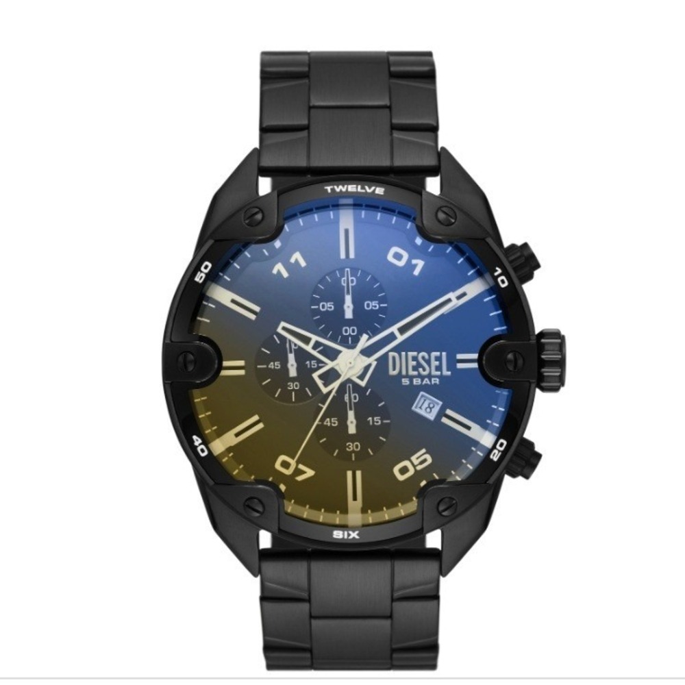 Diesel DZ4609 Oversized Chronograph Watch Mens 49mm Gunmetal Blue Dial
